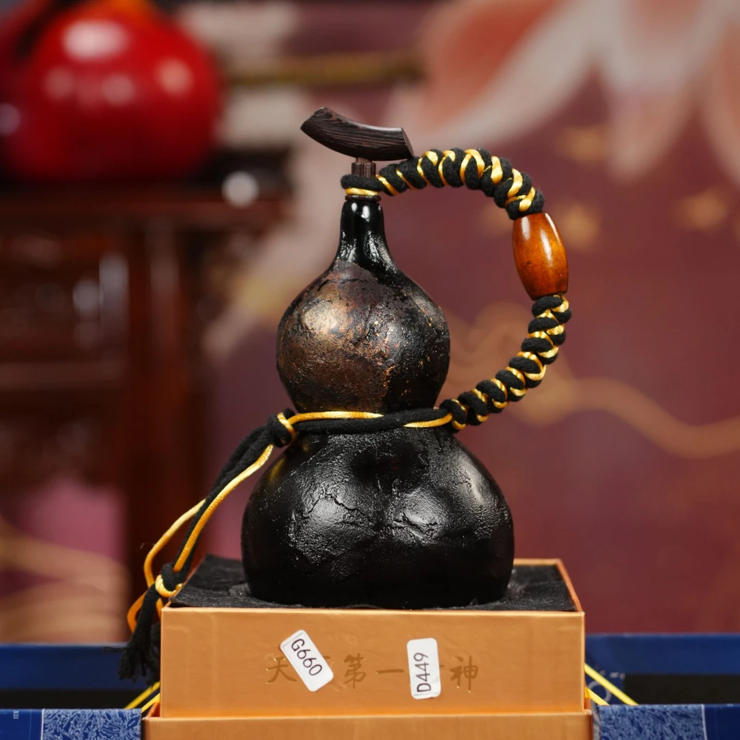 S38侘寂风黑金贴金款大漆酒葫芦