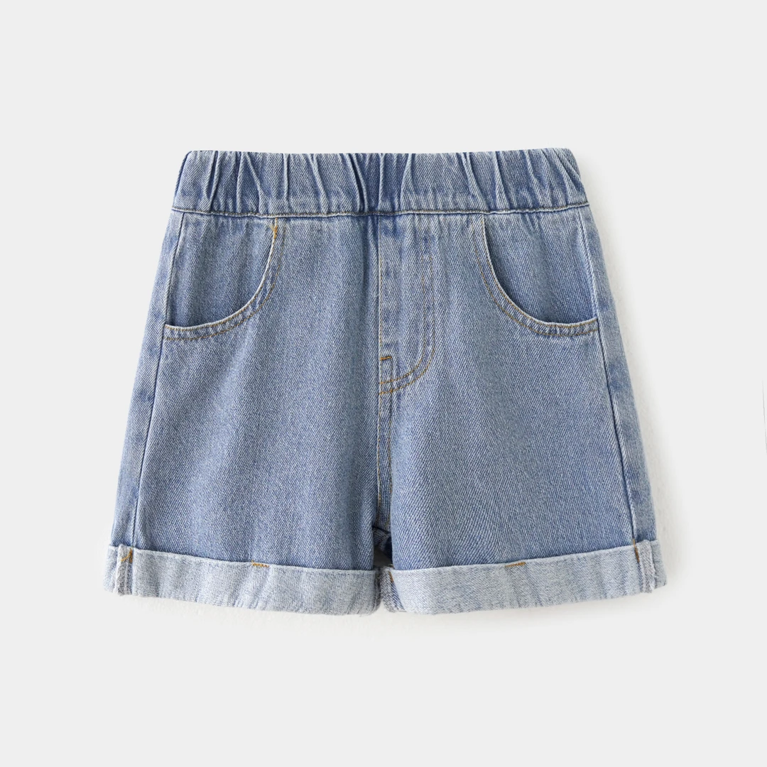 女童牛仔短裤夏季2025新款女孩裤脚卷边牛仔短裤JMW0116