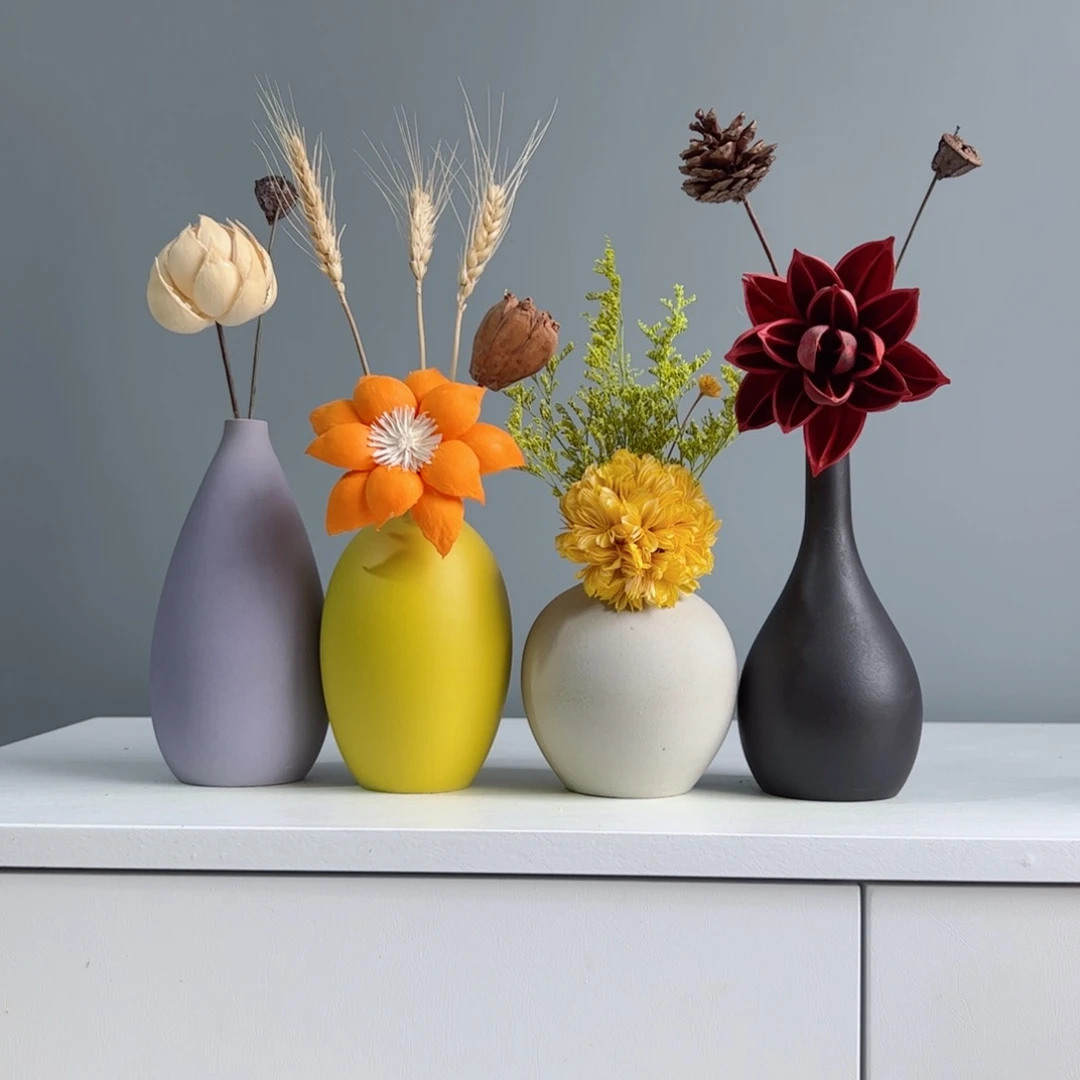 摆件陶瓷小花瓶摆件含花总高约20-30cm