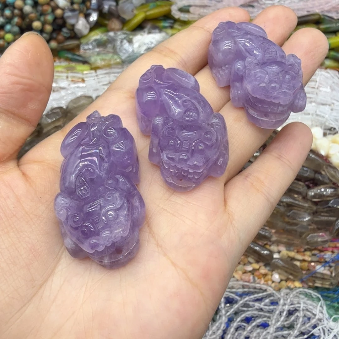 水晶珠宝半成品未镶嵌紫玉晶全玉化貔貅一个