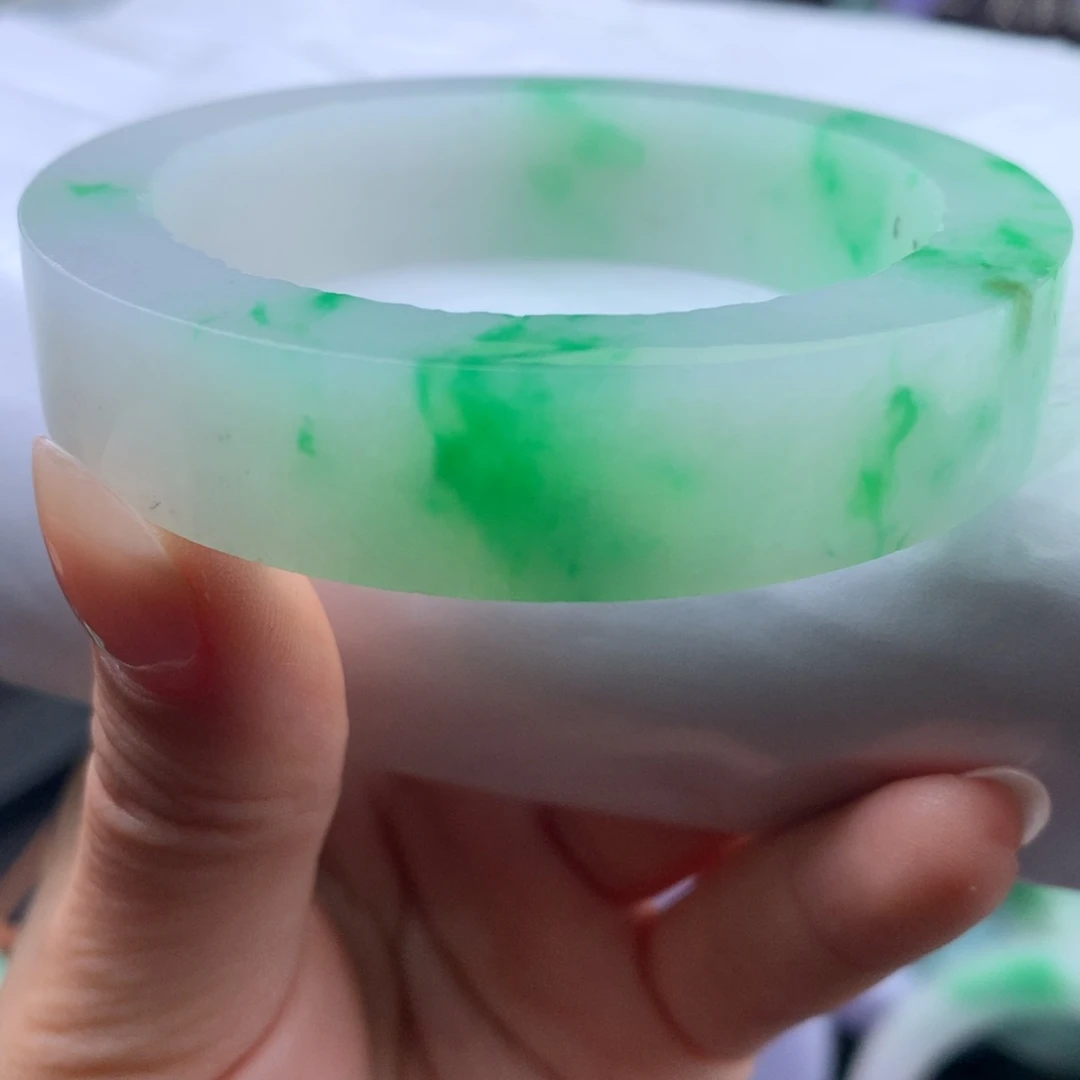 定制翡翠未镶嵌冰胶底阳绿花49一53