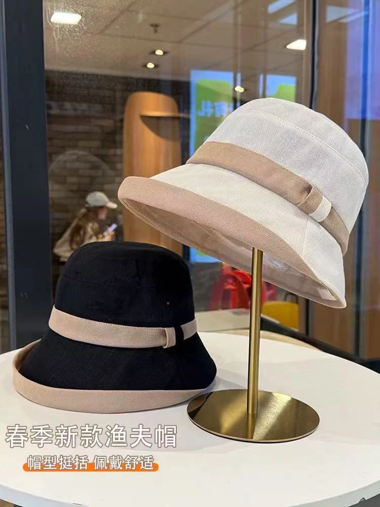 2025春夏季新款防晒帽子女气质优雅百搭卷边盆帽显脸小薄款防晒帽