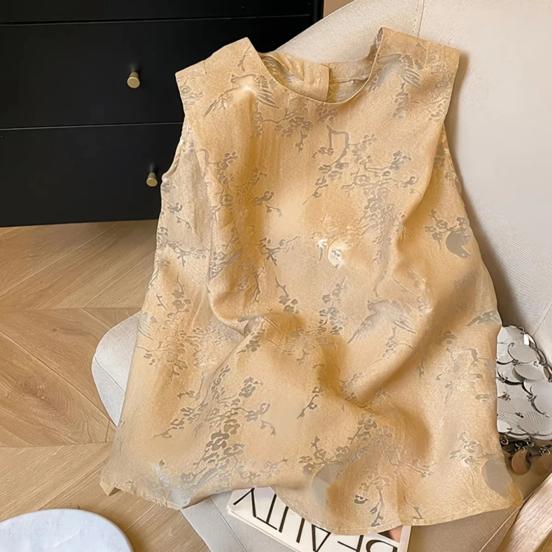 【重明】新中式国风提花圆领夏季新款马夹背心