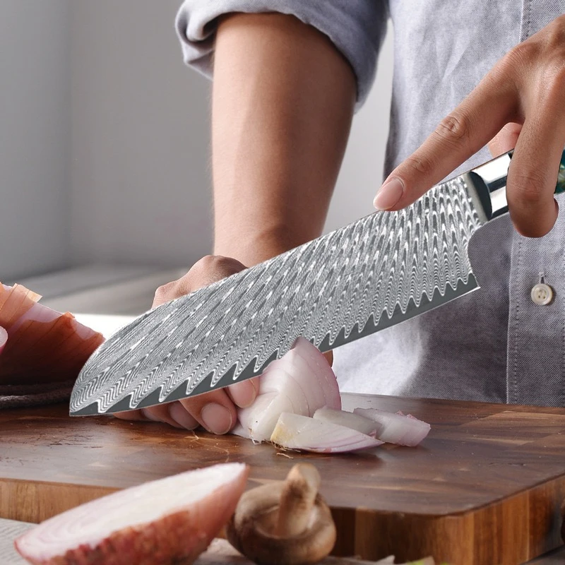 德国大鲨vg10大马士革钢家用厨师刀三德刀多功能切片刀