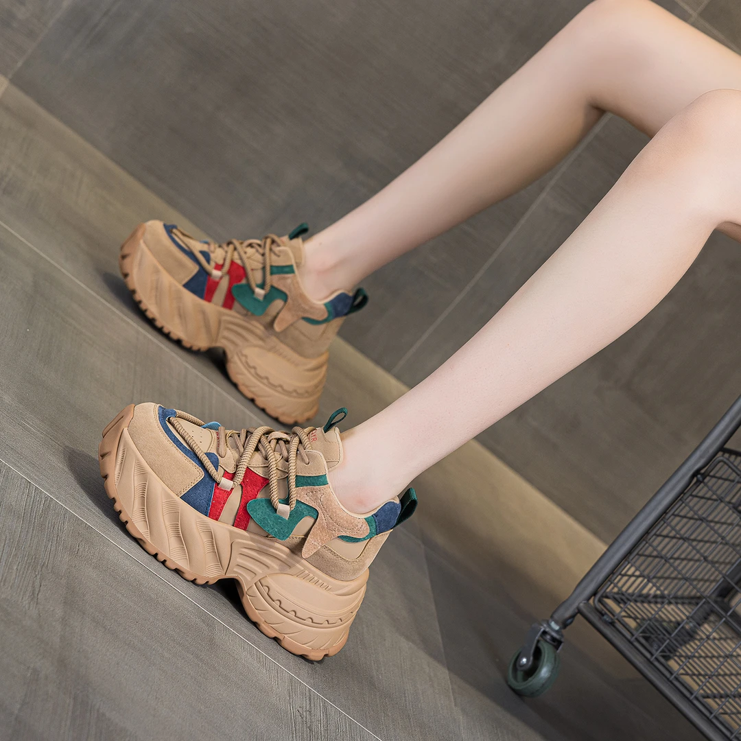 小个子厚底老爹鞋女内增高9cm高跟新款时尚ins松糕休闲运动鞋显瘦