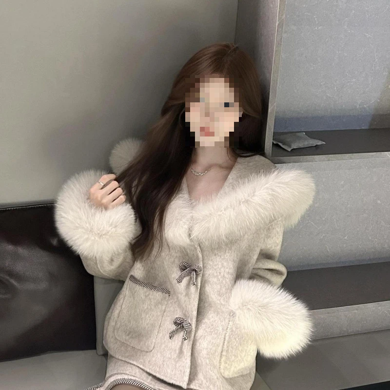 女装禅意仙气飘飘秋季新款名媛千金气质套装少女感条纹蝴蝶结外套