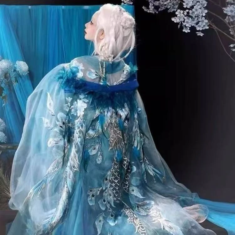 汉服【雀灵 :孔雀】原创重工刺绣大袖衫齐胸诃子裙女网红套装