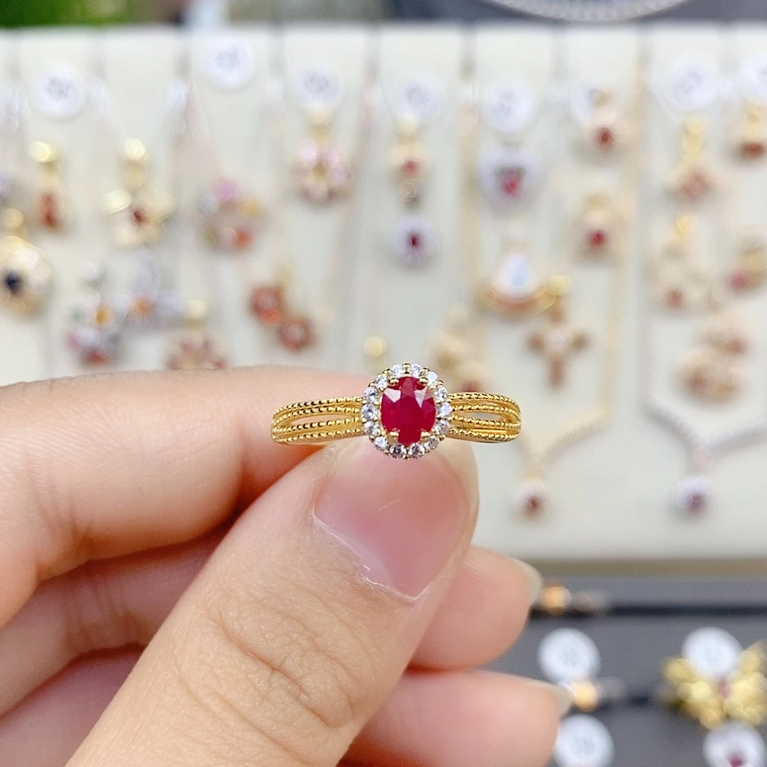 银S925镶嵌戒指红宝石