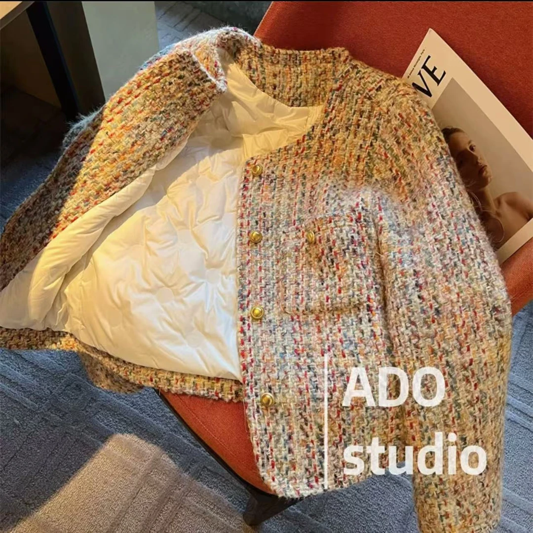 保暖法式2025年气质彩色小香风外套女冬季新款高级感名媛设计感