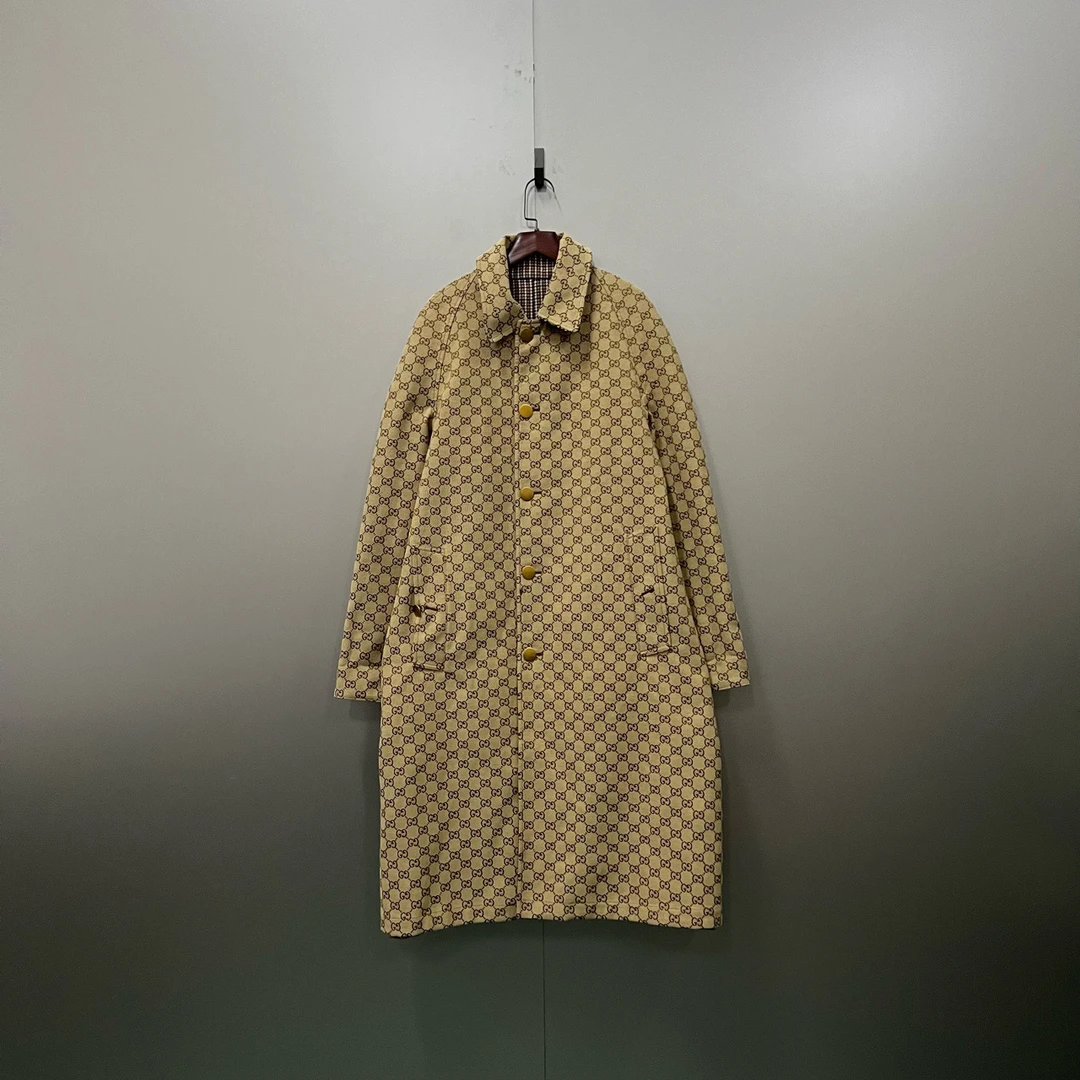 99新 GUCCI/古驰 ab912 400546 满印老花双G大衣 44码