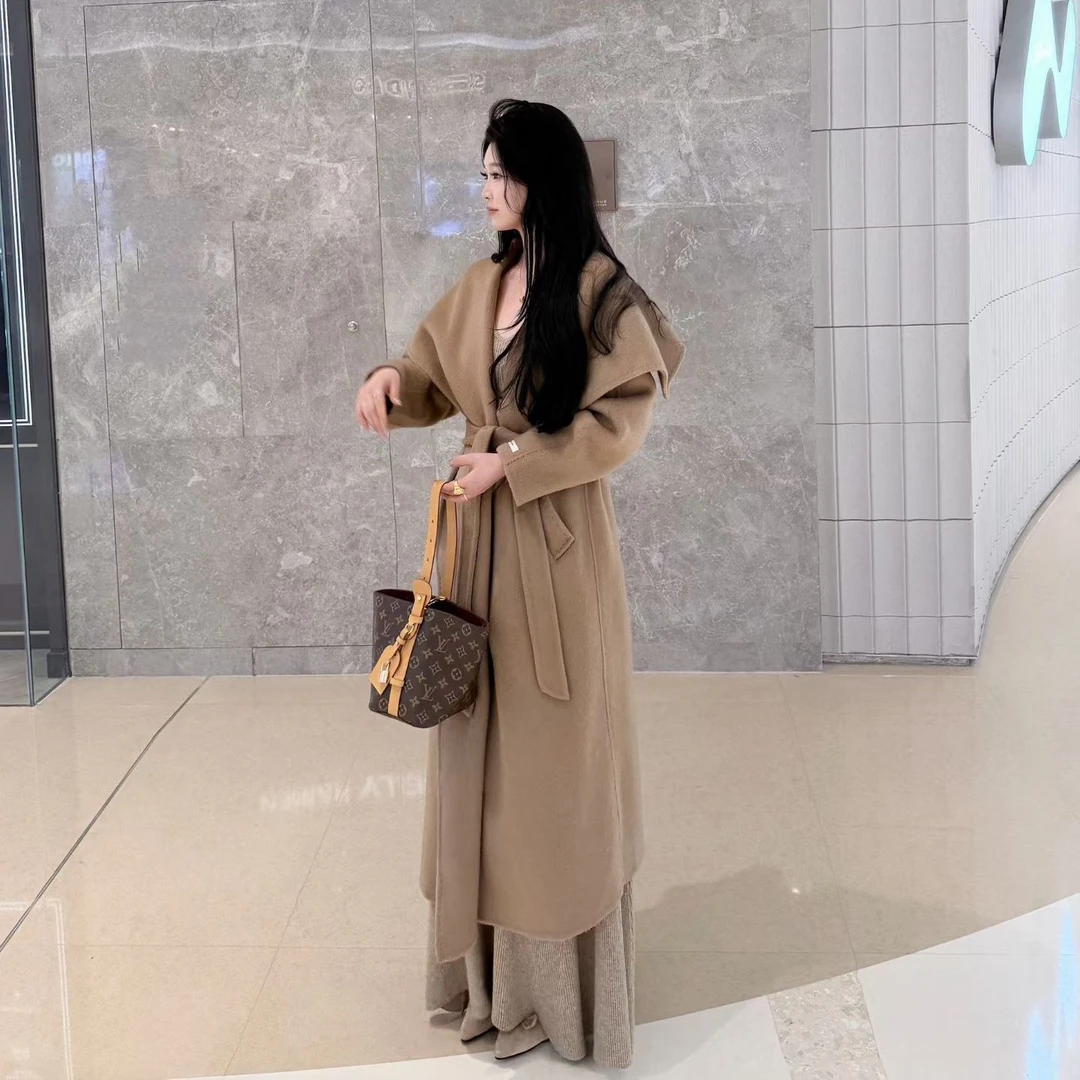 人间富贵花双面呢子大衣女秋冬韩版宽松显瘦高级感毛呢外套