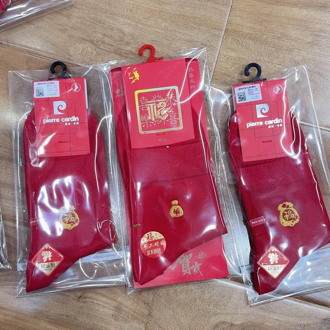 棉红色袜子2双男1双