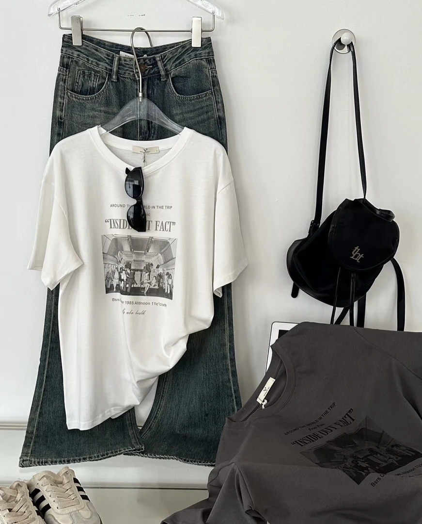 拼接新潮风短袖复古港风吸汗T恤外穿简约百搭英伦风