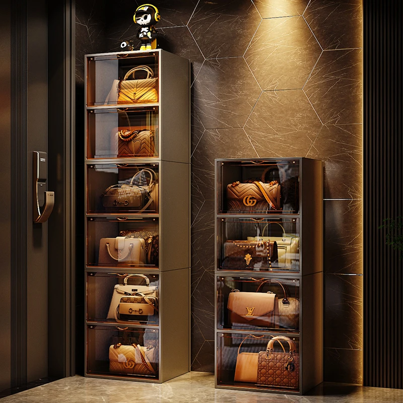 包包收纳柜家用收纳神器放包包的置物架装包包卧室落地盒展示柜子