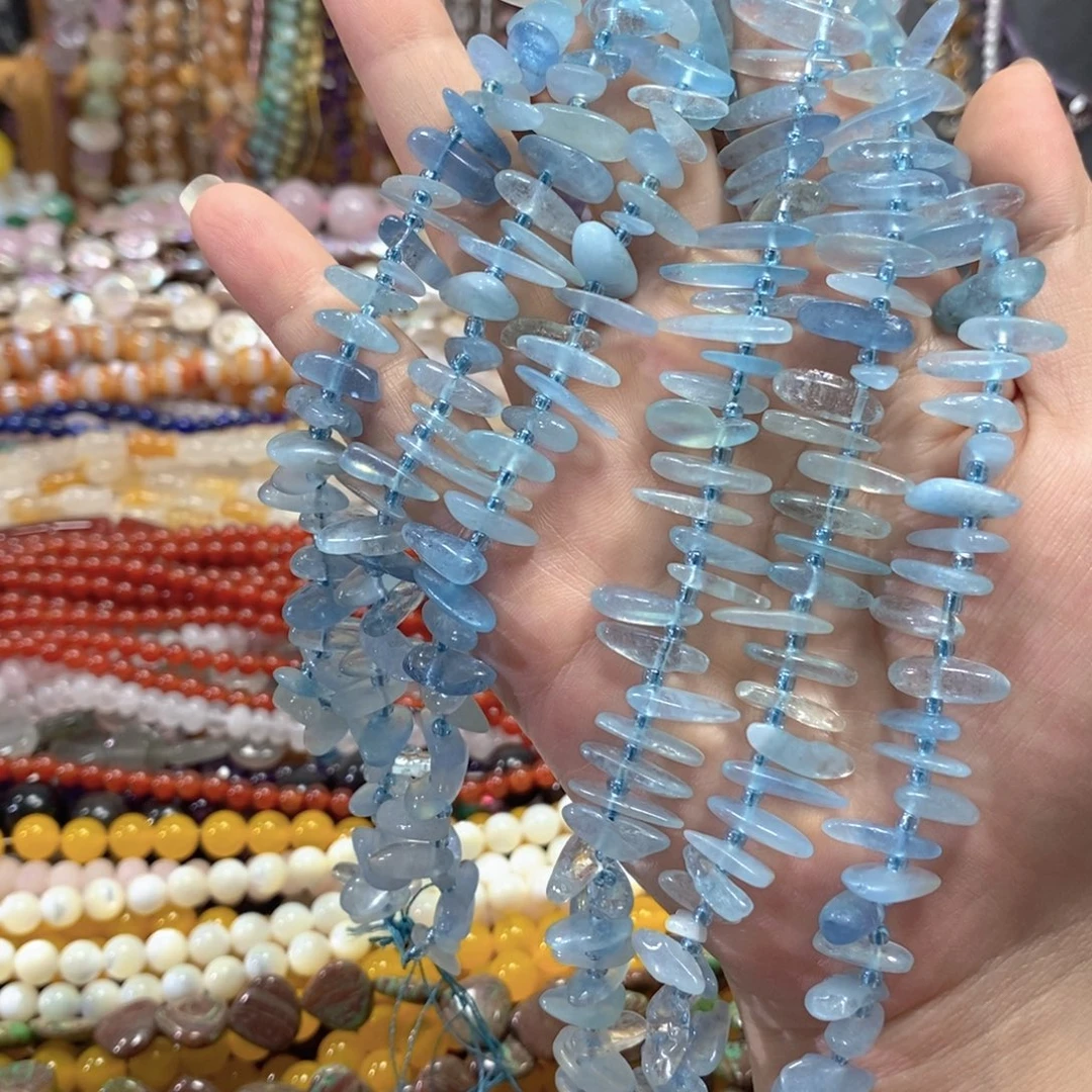 玛瑙/玉髓未镶嵌珠宝半成品天然海蓝宝卡子一条