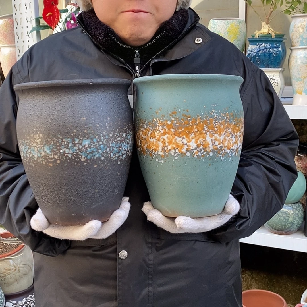 紫砂花盆口18高22福利俩个