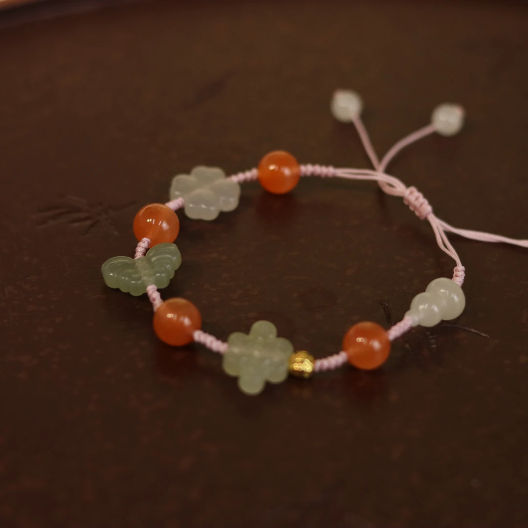 ZC10A18115[原创]冰飘南红和田玉手串（多样性发货）