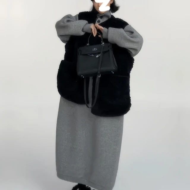 灰色慵懒风针织连衣裙女秋冬新款韩系大码高个子长款过膝毛衣裙潮