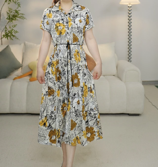 L089连衣裙碎花显瘦时尚夏季小个子法式收腰气质