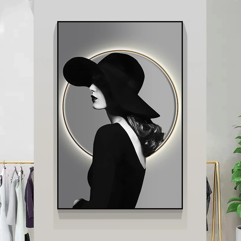 现代简约人物客厅装饰画女服装店墙上挂画卧室壁画美女走廊玄关画