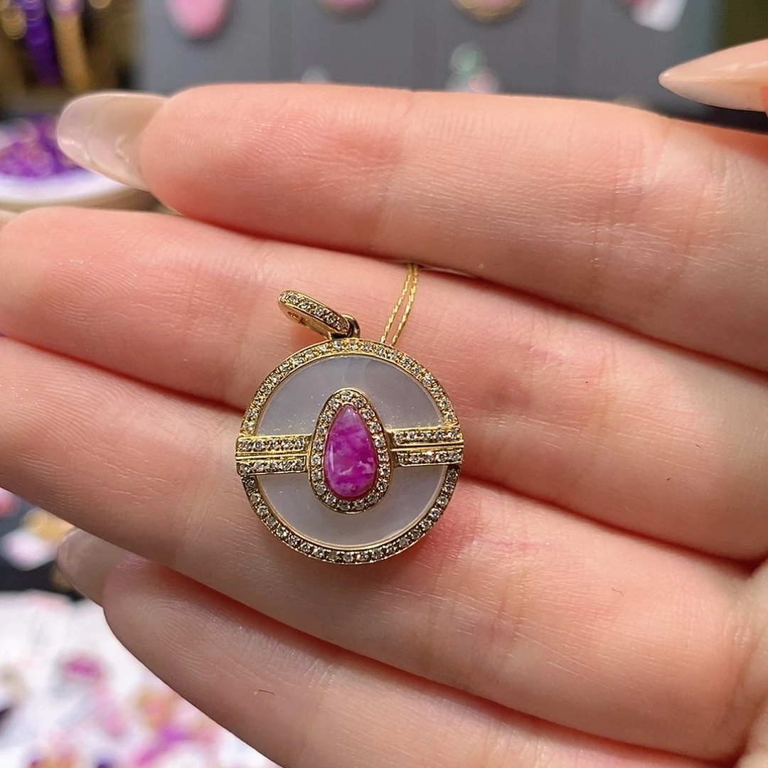 苏纪石（舒俱来）18K金镶嵌吊坠(不含链)