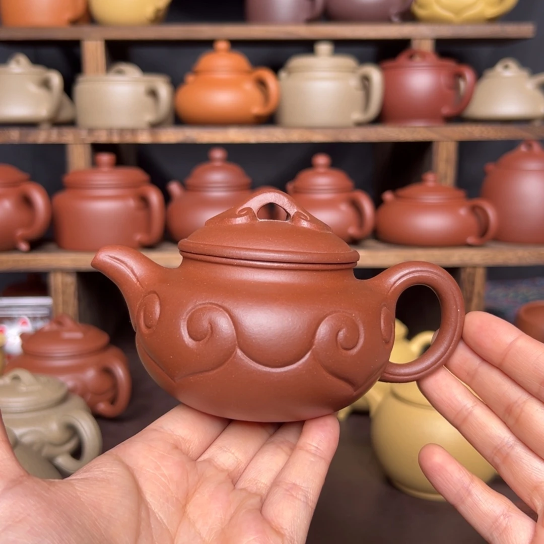 紫砂茶壶微瑕紫泥仿古如意200毫升