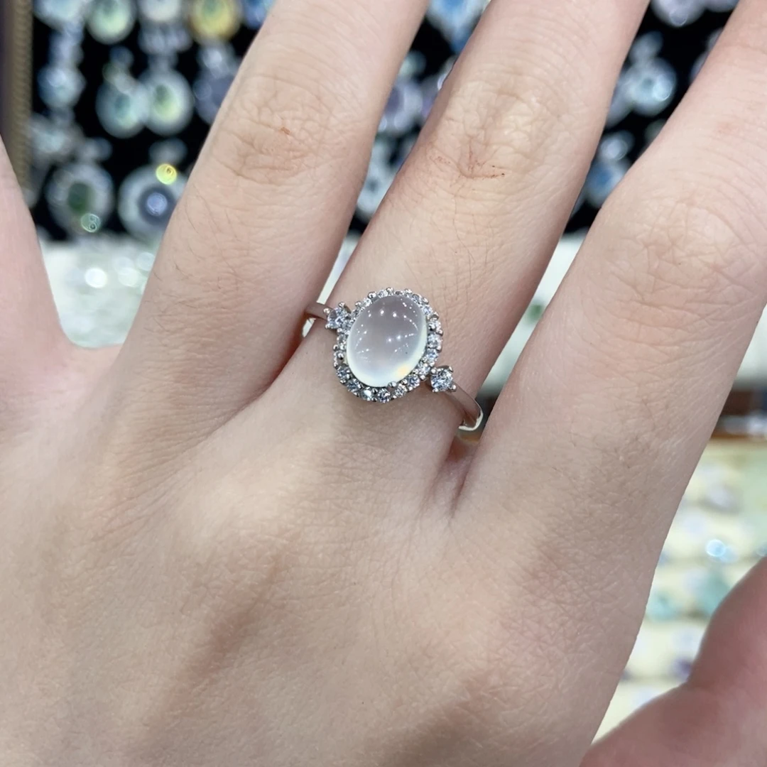 蛇纹石玉银S925镶嵌戒指