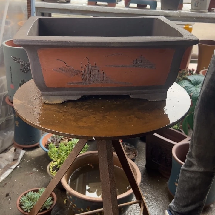 宜兴紫砂花盆40红马槽