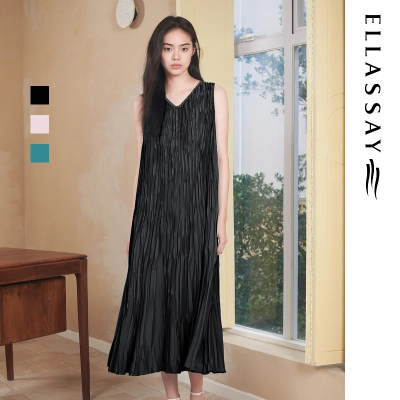 【压褶系列】ELLASSAY歌力思新款欧若风气质连衣裙女EWV352Y02900