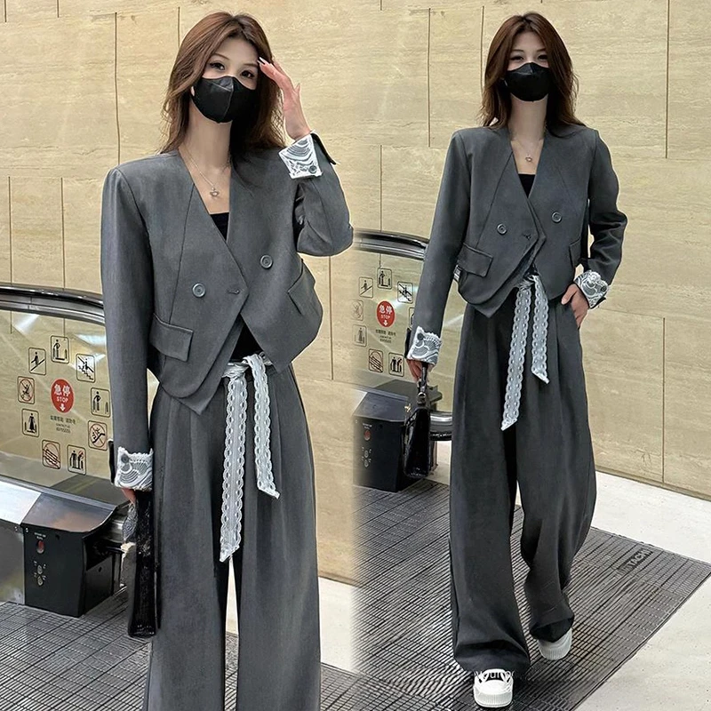 时尚套装女2025秋季新款时髦洋气设计感西装外套阔腿裤气质两件套