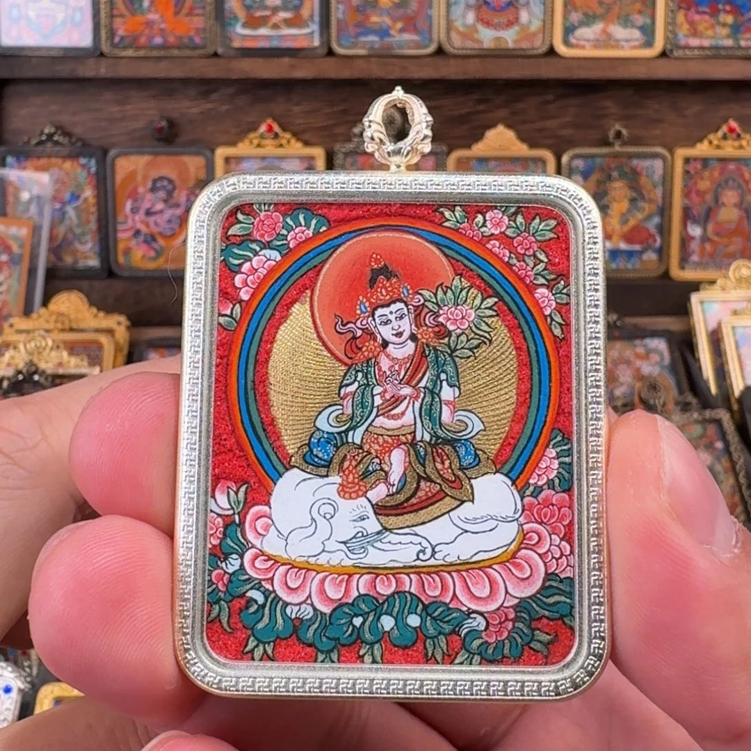 吊坠热贡纯手绘唐卡普贤
