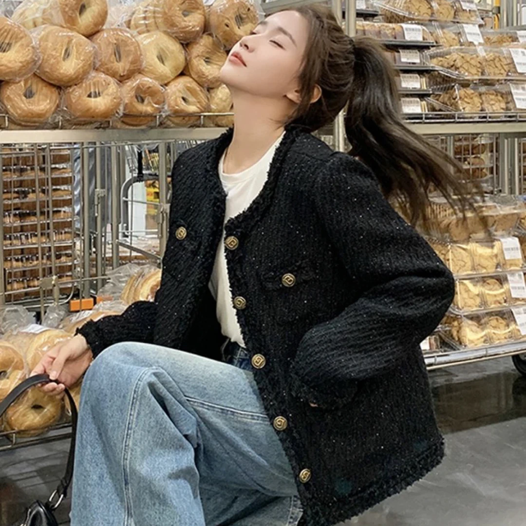 2025年新秋款时尚气质名媛百搭小香风外套女