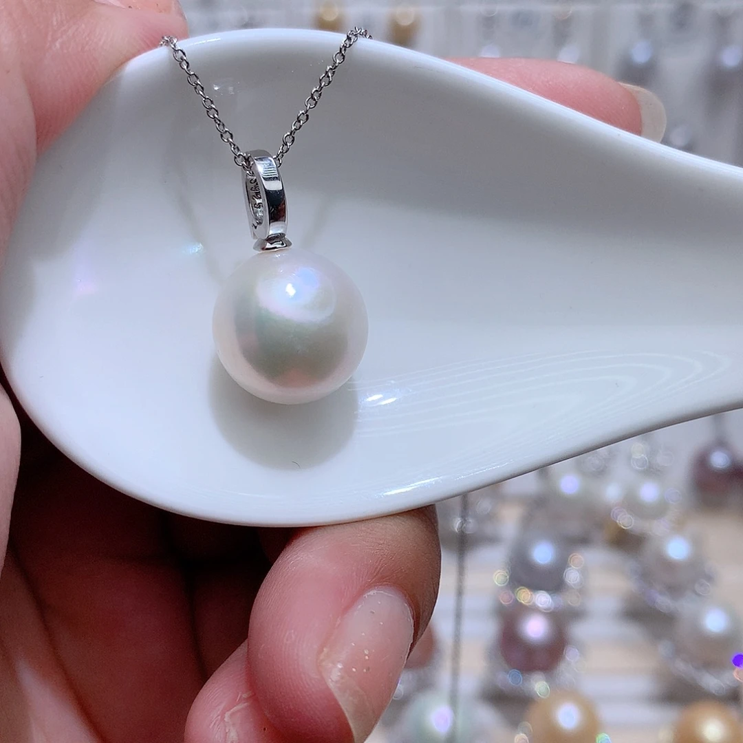 淡水珍珠银S925镶嵌吊坠(赠链)CC13.8m m