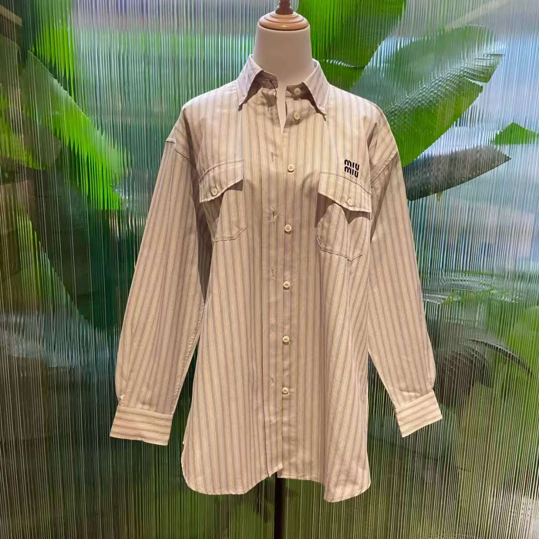 99新 MIU MIU/缪缪 miumiu 条纹衬衫/24970847/代卖服务/12期
