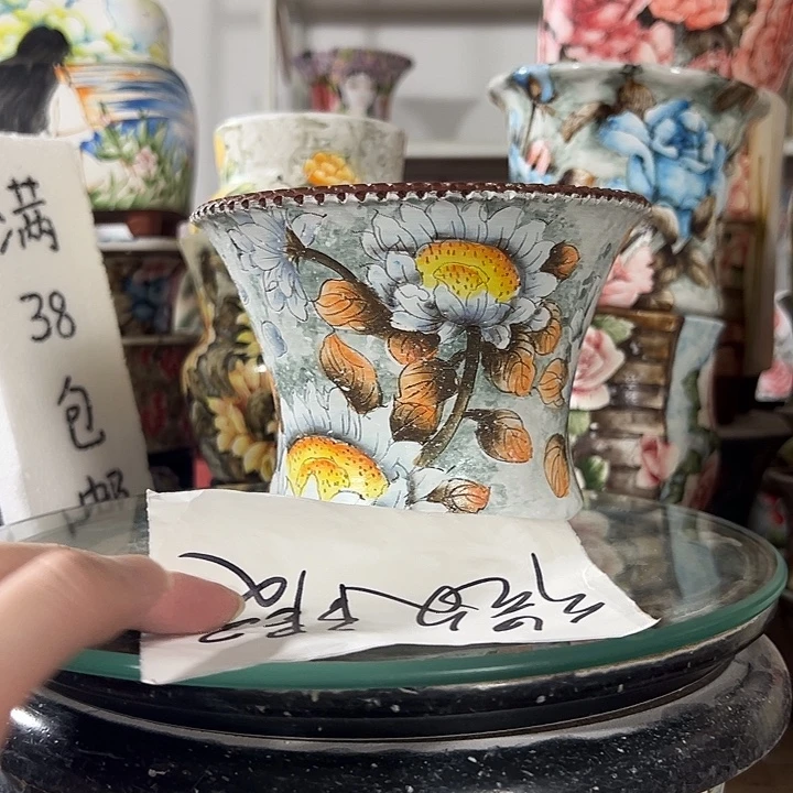 景德镇手绘花盆满38包邮偏远地区除外