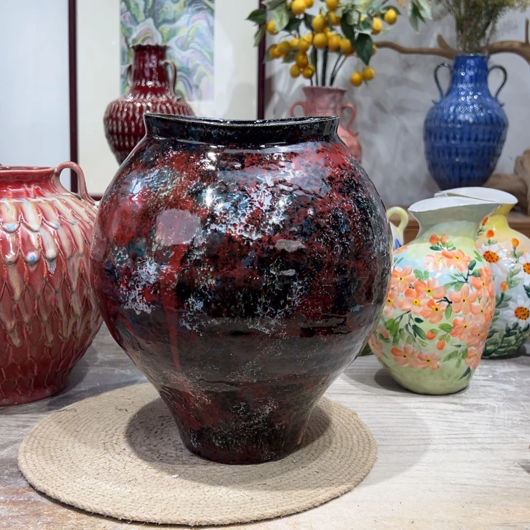 摆件陶瓷花瓶高27口14