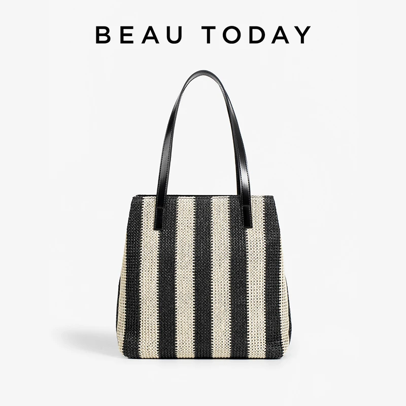BeauToday斑马纹编织包时尚休闲可通勤