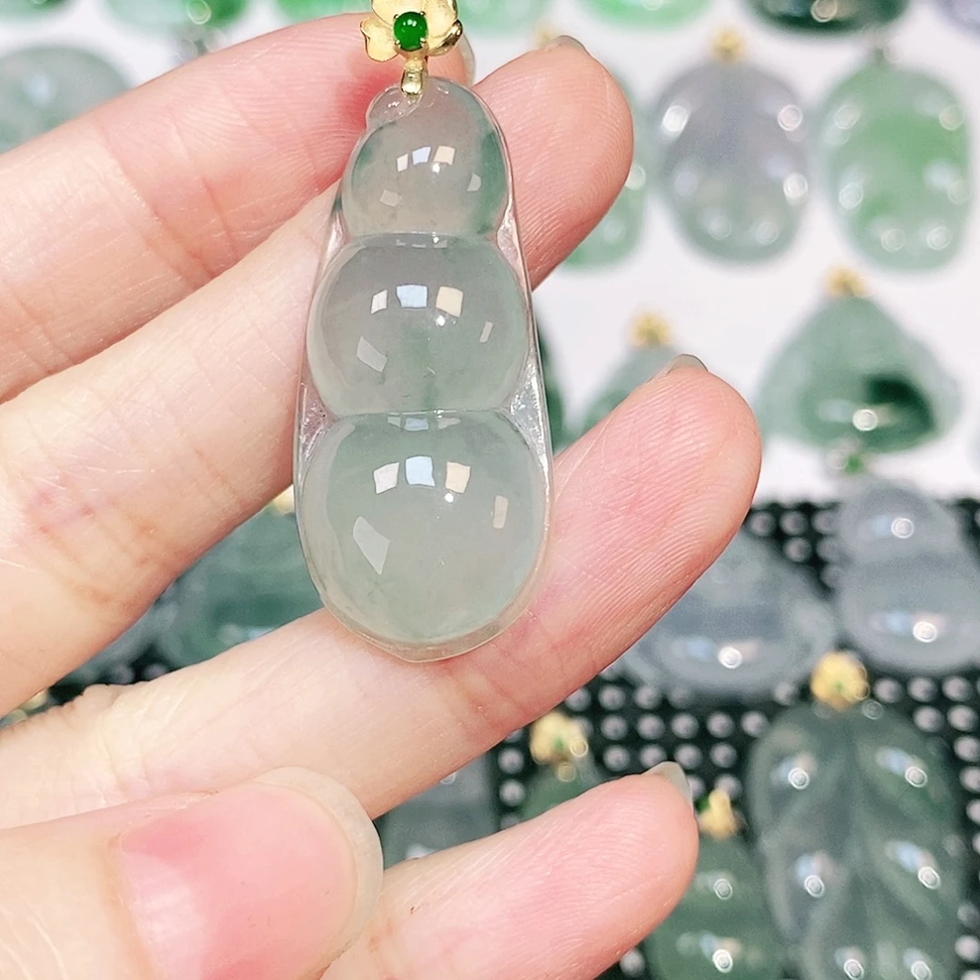 吊坠(不含链)18K金镶嵌翡翠