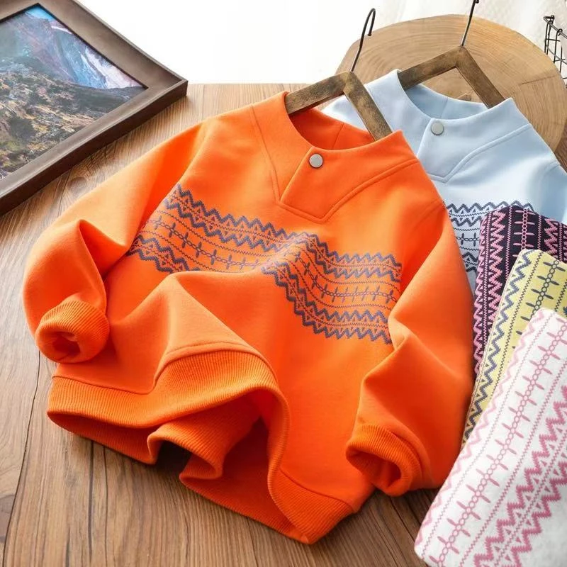 男女童春季休闲卫衣中大童纯色休闲打底衫儿童洋气长袖百搭上衣潮