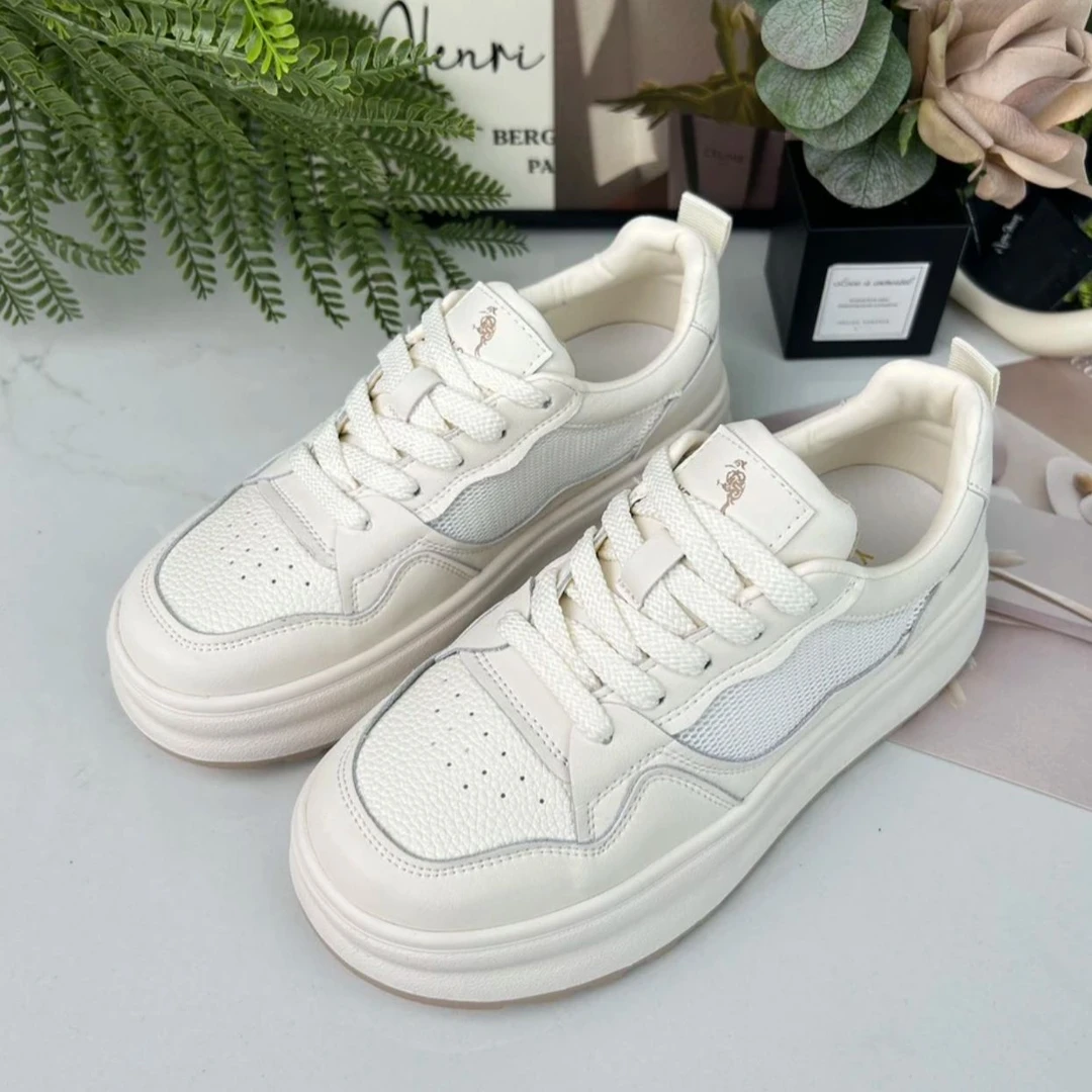 夏季新款面包鞋厚底百搭网面透气小白鞋5668