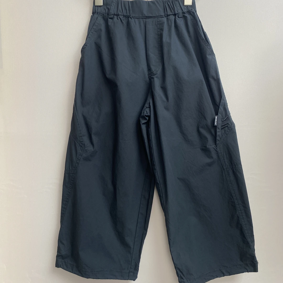 2025新款女童100%棉休闲裤运动风宽松型洗水长裤全棉裤日常纯色