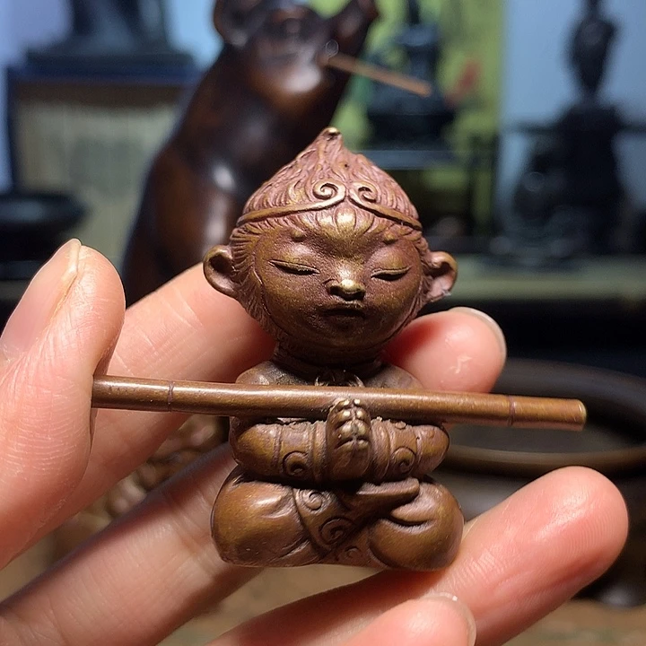 铜小悟空摆件 茶宠