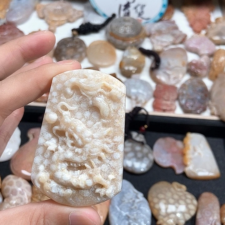 颈饰未镶嵌硅化珊瑚（珊瑚玉）