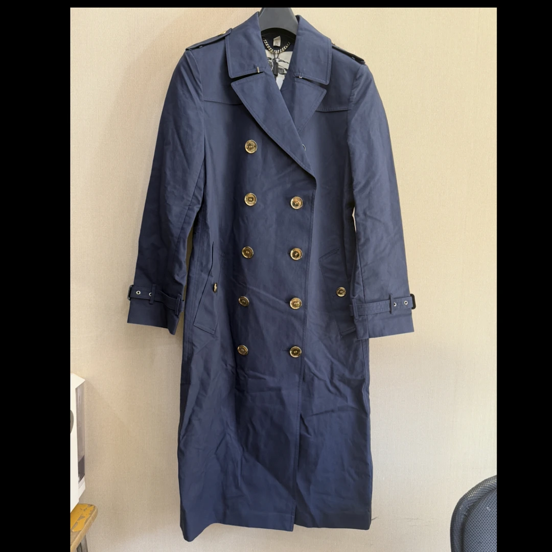 99新 BURBERRY/博柏利 BURBERRY巴宝莉深蓝色风衣长款 8914