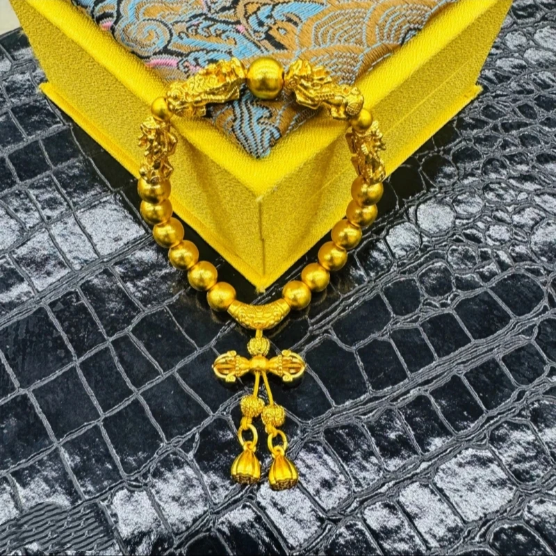爆款K0031金色轻奢经典高端金刚杵貔貅鎏世金时尚手链