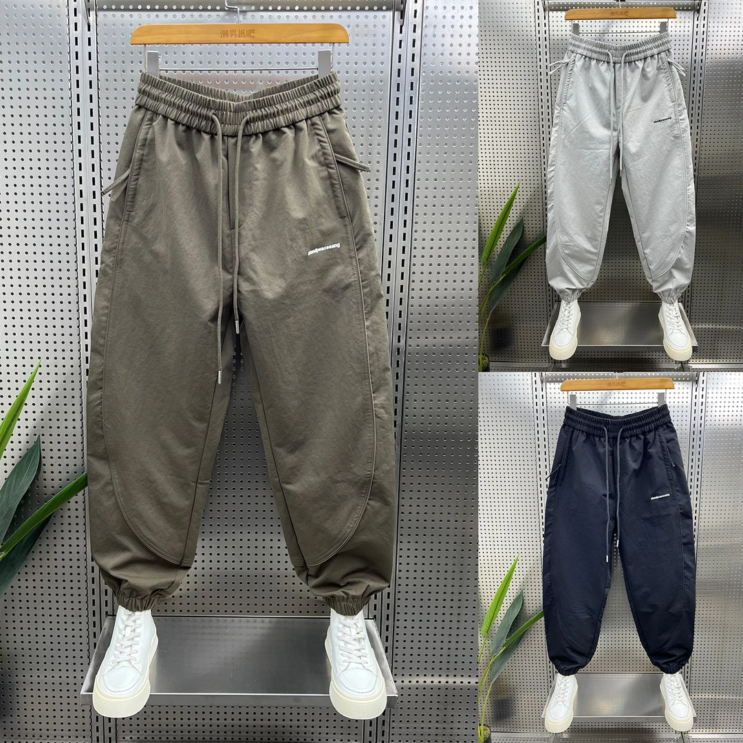 拉链款秋季新款痞帅时尚百搭日系潮流宽松束脚休闲裤男运动哈伦裤