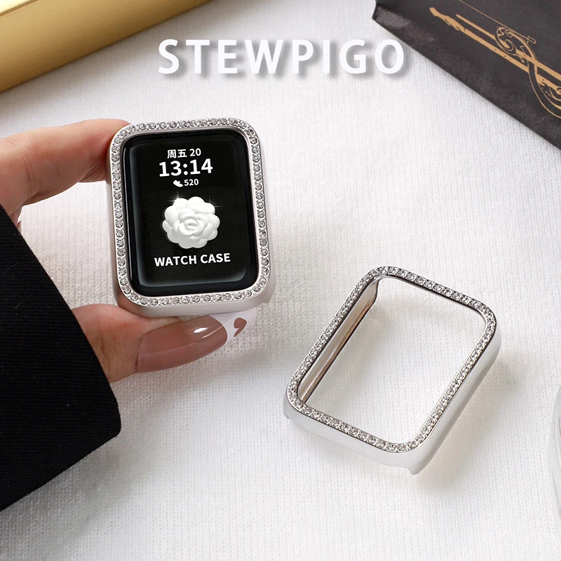 STEWPIGO 适用小米手环9Pro/8Pro/9/8带镶钻镂空防摔防磕碰保护壳