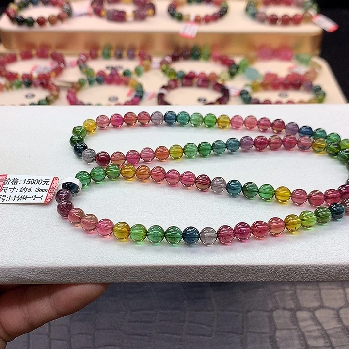 碧玺手链未镶嵌老矿手串6.3mm