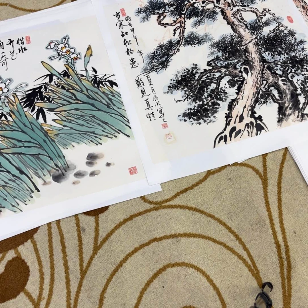 小****国画两张花鸟作品童