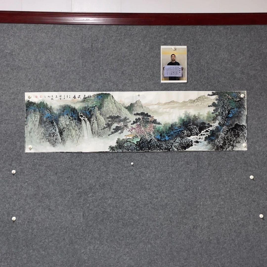 国画六尺对开画芯